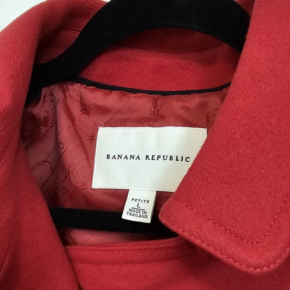BANANA REPUBLIC Red Long Wool Coat - Picture 5 of 12